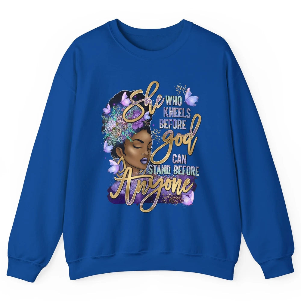 Black Girl She Who Kneels Before God Christian Afro Women Unisex Crewneck Sweatshirt