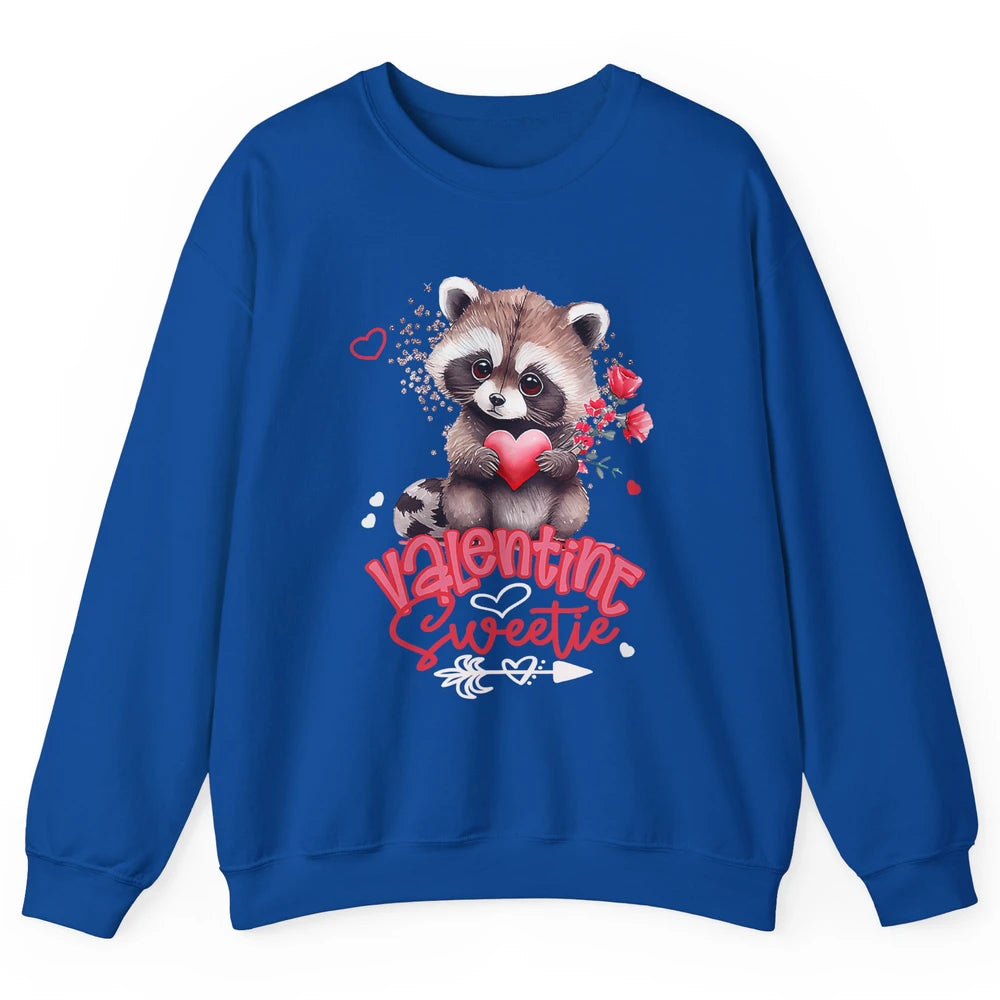 Adorable Baby Raccoon Cute Happy Valentine Sweetie Opossum Unisex Crewneck Sweatshirt