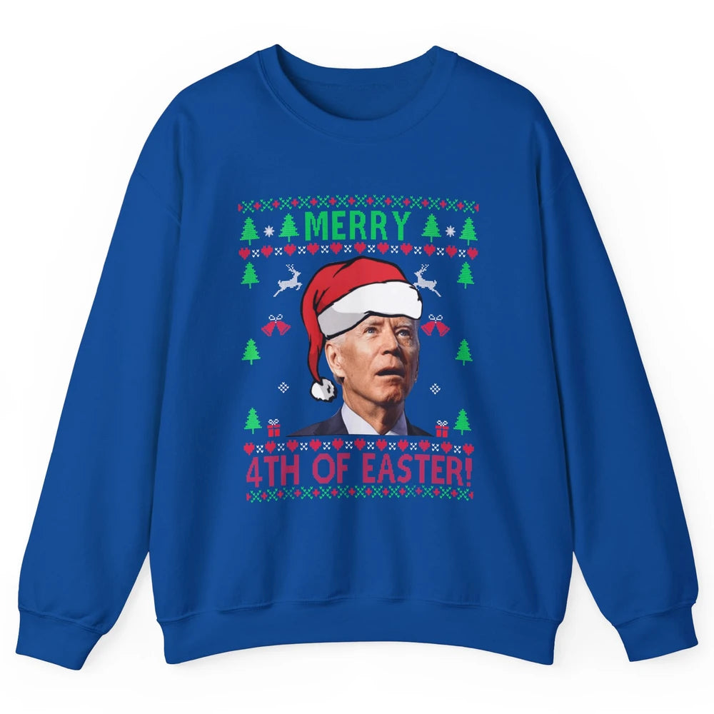 Funny Joe Biden Merry 4th Of Easter Christmas Anti Liberals Unisex Crewneck Sweatshirt