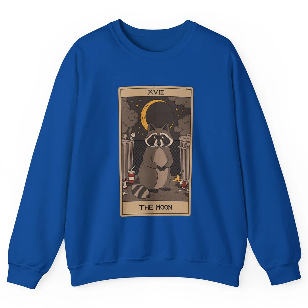 The Moon Raccoon Tarot Card Vintage Opossum Trashed Panda Unisex Crewneck Sweatshirt