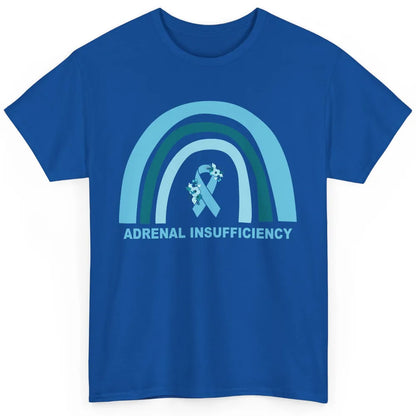 Adrenal Insufficiency Awareness Floral Blue Ribbon Rainbow Classic Unisex T-Shirt