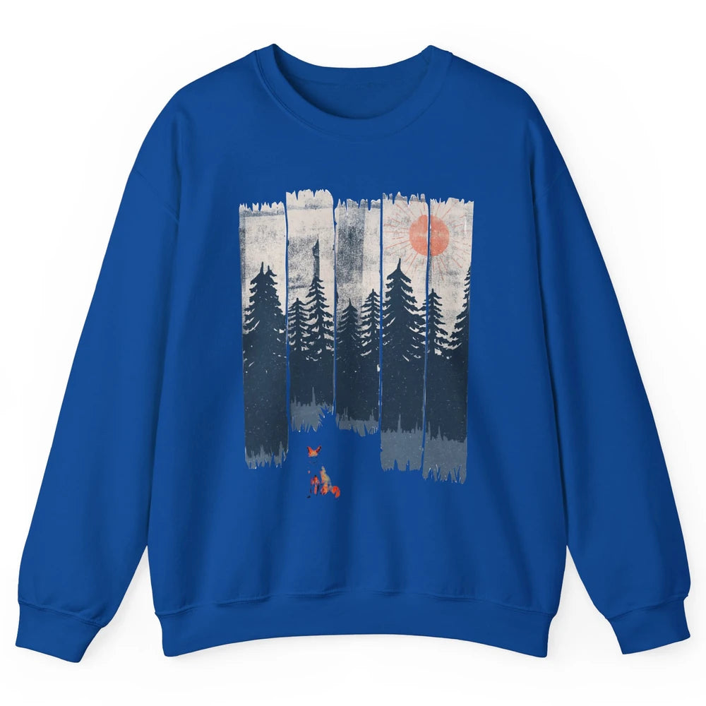 A Fox In The Wild Nature Sunset Wildlife In The Wilderness Unisex Crewneck Sweatshirt