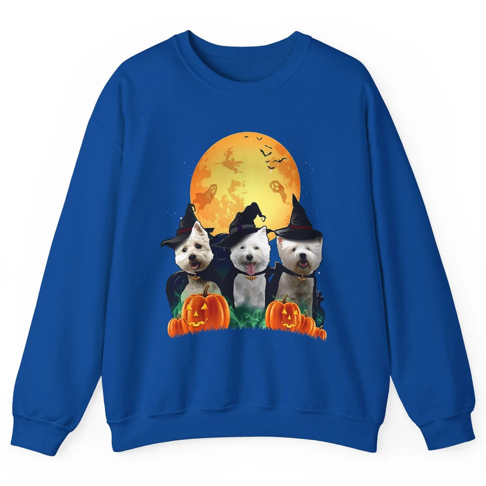 Westie Witch Pumpkin Jack-o-lantern Halloween Dog Mom Gift Unisex Crewneck Sweatshirt