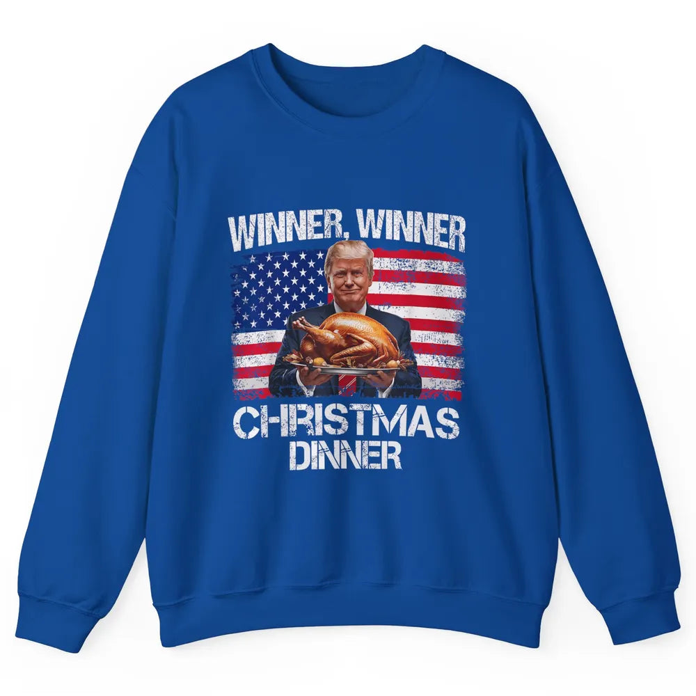 Funny Trump Winner Christmas Dinner Santa President Donald Trump Turkey Sarcastic Xmas Unisex Crewneck Sweatshirt