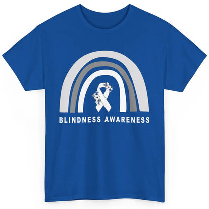 Blindness Awareness Floral White Gray Ribbon Blind Support Classic Unisex T-Shirt