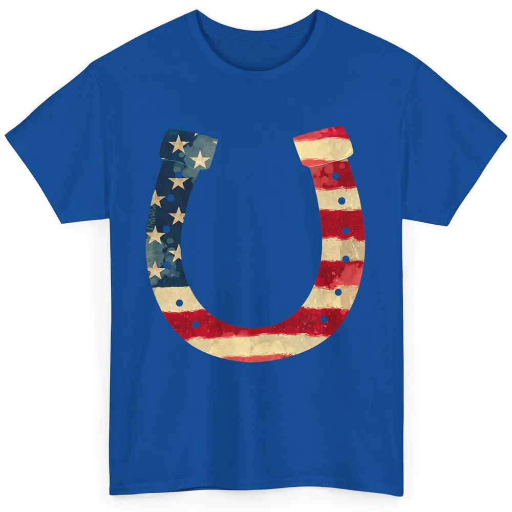 US Flag Horseshoe July 4th Western Country Cowboy Patriotic Classic Unisex T-Shirt