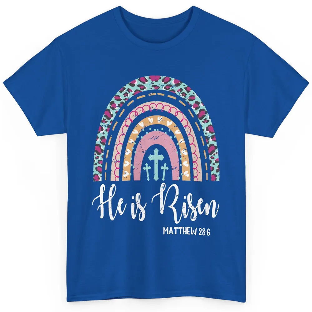 Boho Rainbow He Is Risen Leopard Western Christian Western Classic Unisex T-Shirt