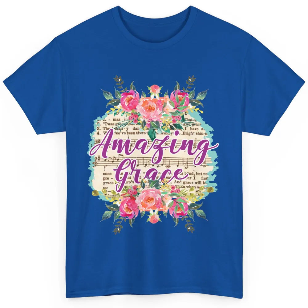 Floral Amazing Grace Jesus Lovers Christian Religious Gift Classic Unisex T-Shirt