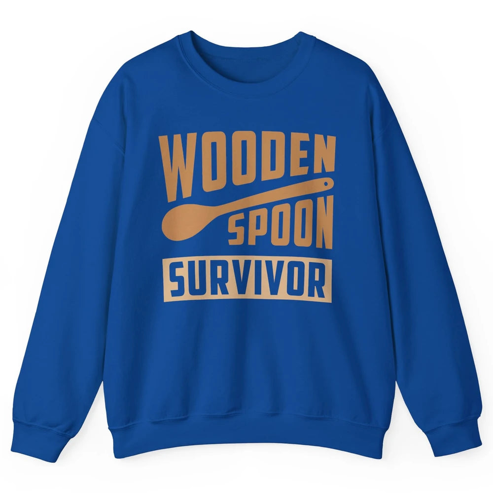 Wooden Spoon Survivor Proud Adult Humorous Kids Gift Unisex Crewneck Sweatshirt