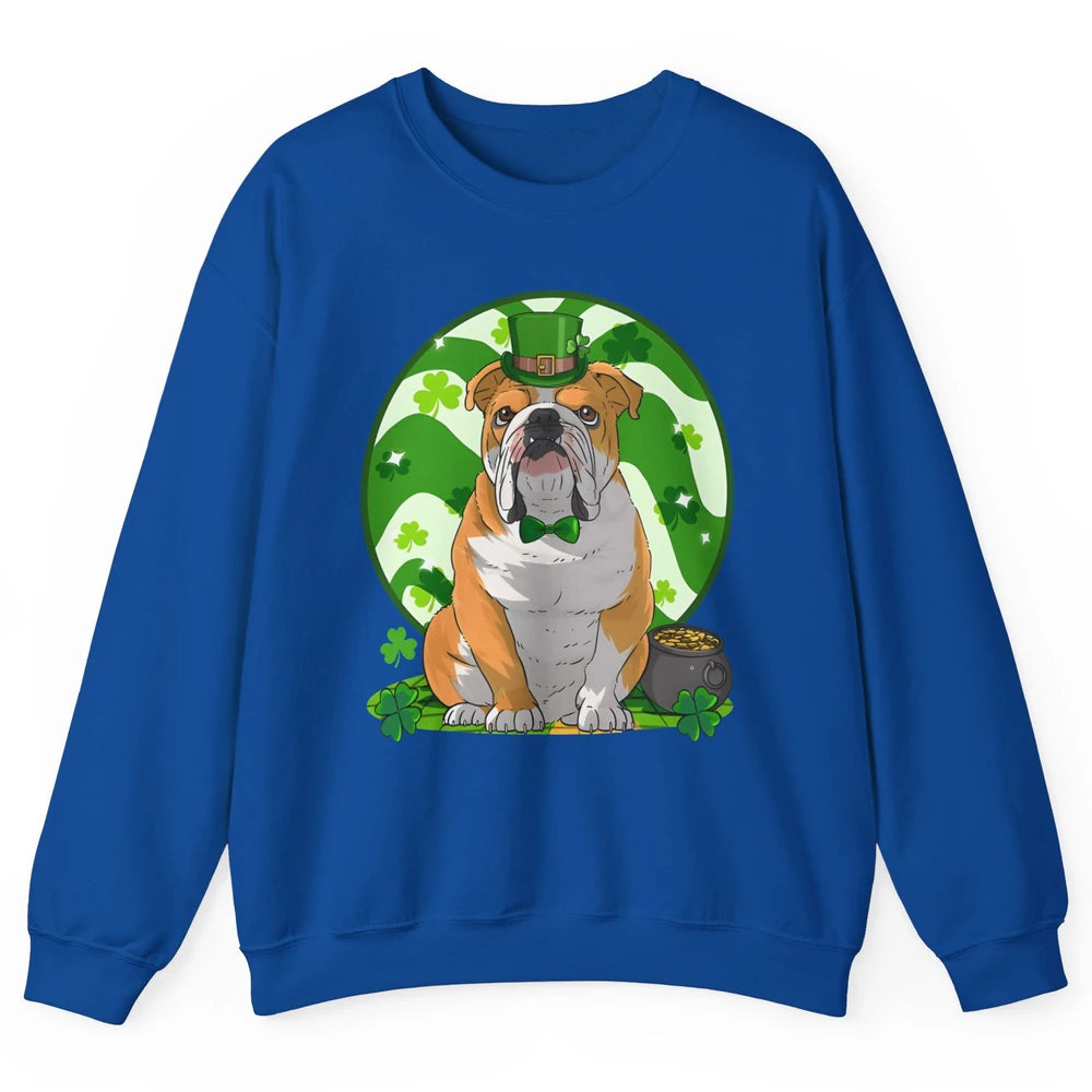 St Patrick's Day English Bulldog Lucky Charm Shamrock Irish Unisex Crewneck Sweatshirt