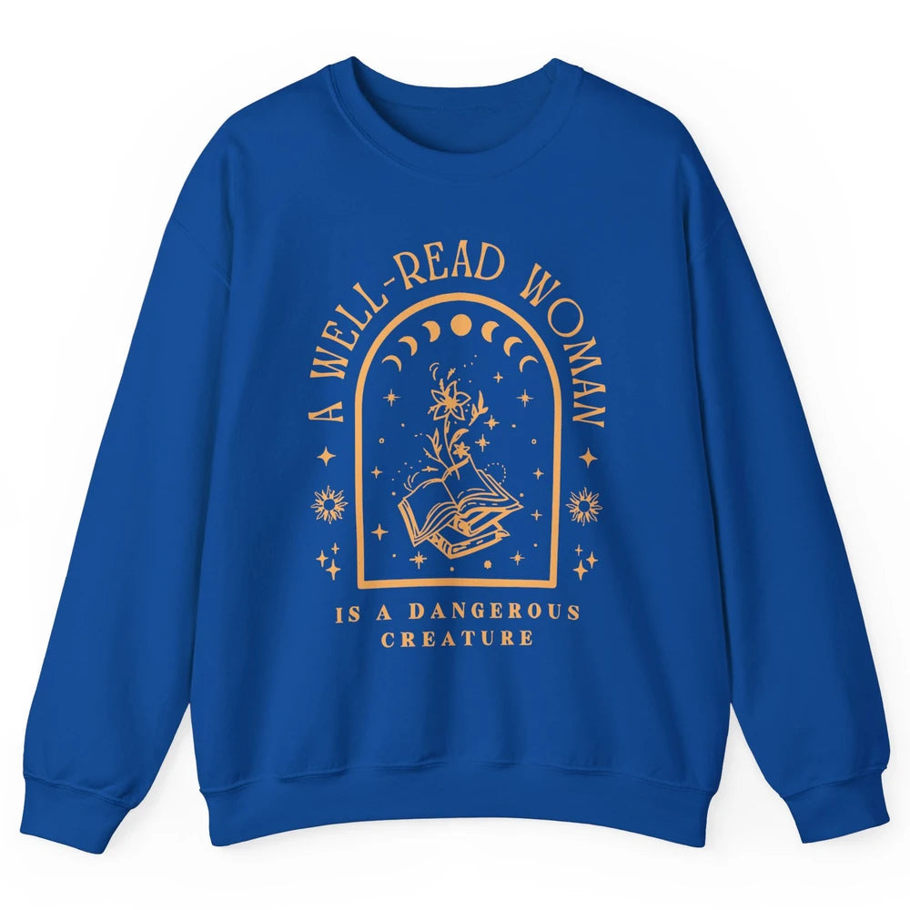 Aesthetic Read Books Moon Phase Librarian Bookworm Bookish Unisex Crewneck Sweatshirt