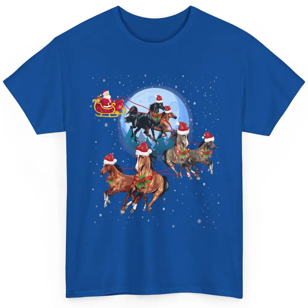 Merry Christmas Horse Drawn Sleigh Riding Santa Claus Xmas Classic Unisex T-Shirt