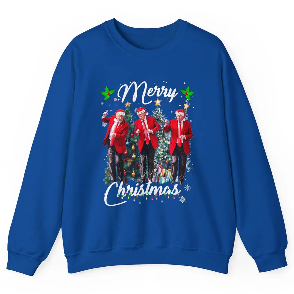 Funny Trump Dance Santa Claus Christmas Donald Trump President Sarcastic Political Xmas Unisex Crewneck Sweatshirt