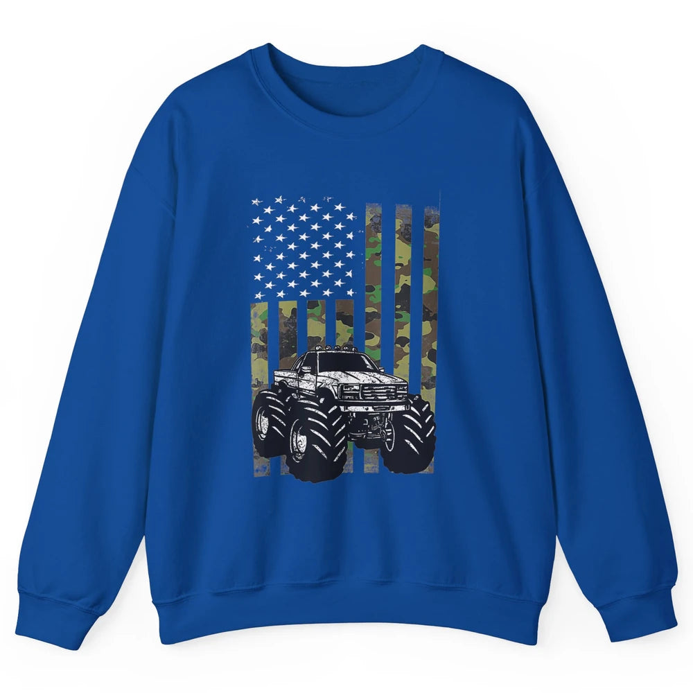 Truck Camo Flag Mud Ride Retro UTV SXS Racer Four Wheeler Unisex Crewneck Sweatshirt