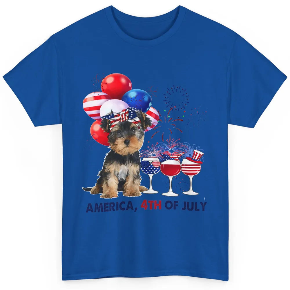 Yorkshire Terrier Wine 4th Of July Firework Celebrate Yorkie Classic Unisex T-Shirt