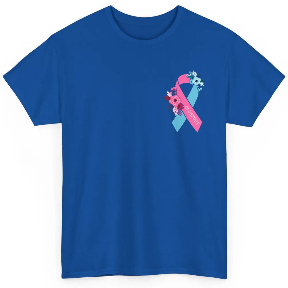 Clubfoot Awareness Support Pink Blue Ribbon Pocket Size Classic Unisex T-Shirt