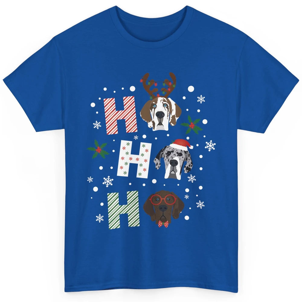 Merry Christmas Great Dane Dog Xmas Reindeer Santa Hat Ho Ho Classic Unisex T-Shirt