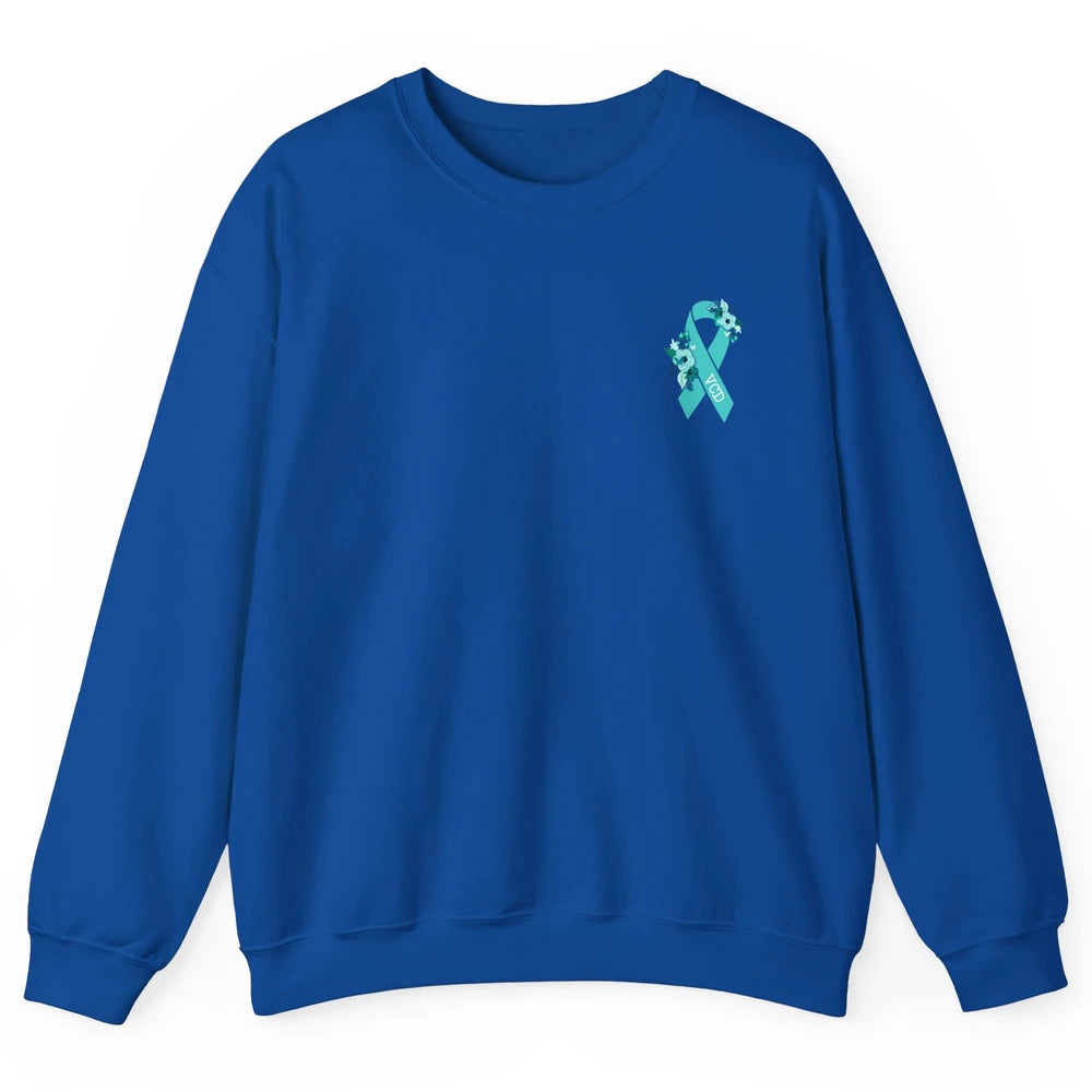 Vocal Cord Dysfunction Awareness Floral Teal Ribbon Rainbow Unisex Crewneck Sweatshirt