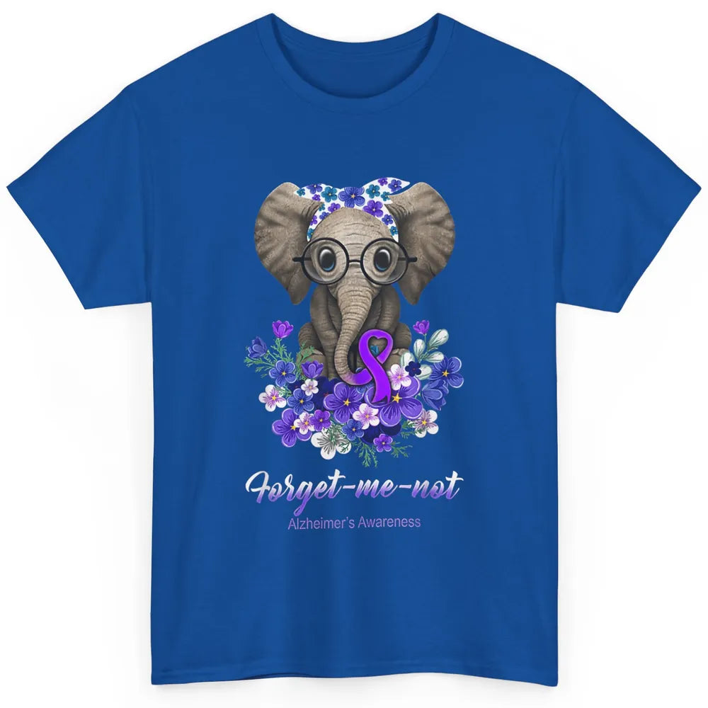 Forget Me Not Elephant Flowers Alzheimer Brain Awareness Classic Unisex T-Shirt