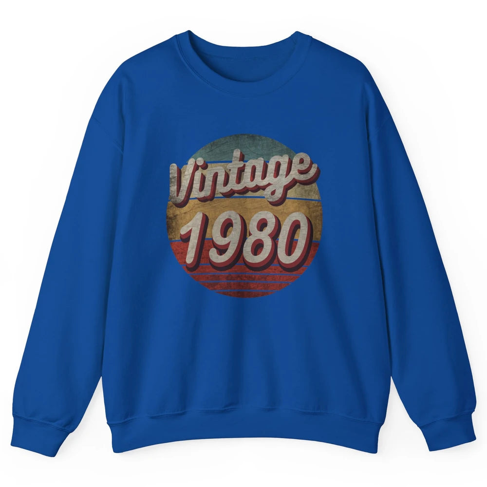 Retro Vintage 1980 Men Women Birthday Gift Born In 1980s Unisex Crewneck Sweatshirt