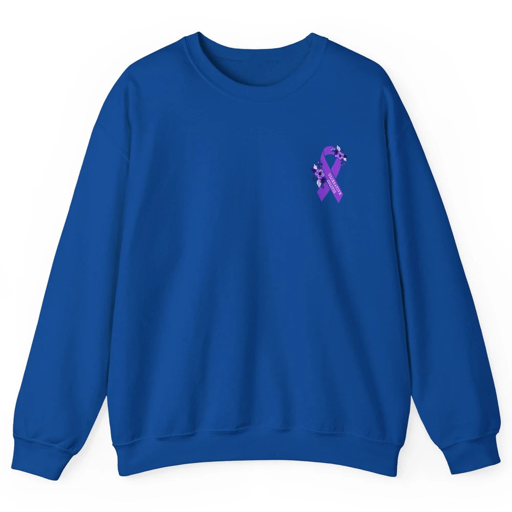 Ulcerative Colitis Awareness Floral Purple Ribbon Colitis Unisex Crewneck Sweatshirt