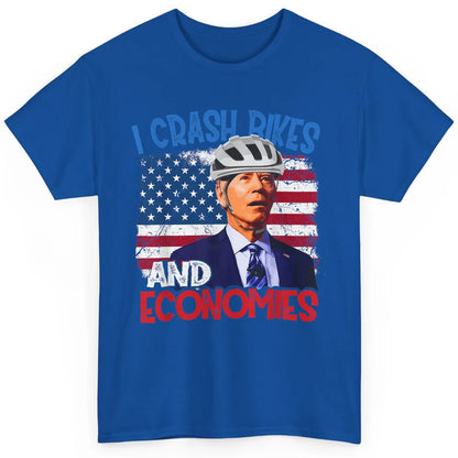 Anti Biden Falling Off Bike Crash Economies US Flag Democrat Classic Unisex T-Shirt