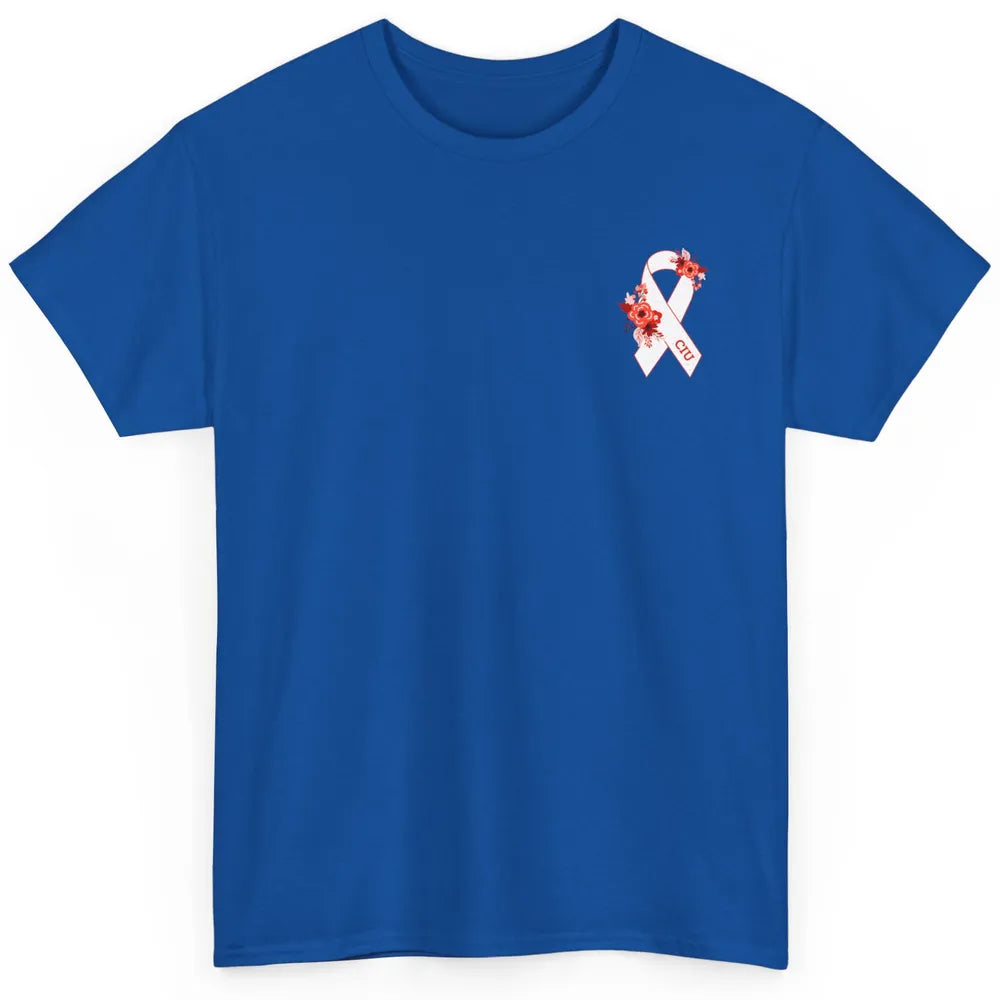 Chronic Idiopathic Urticaria Awareness Red White Ribbon Classic Unisex T-Shirt