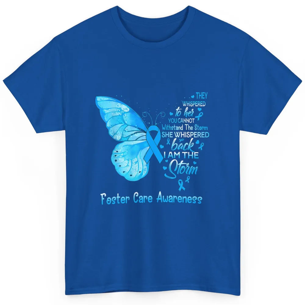 Butterfly Storm Warrior Foster Care Awareness Blue Ribbon Classic Unisex T-Shirt