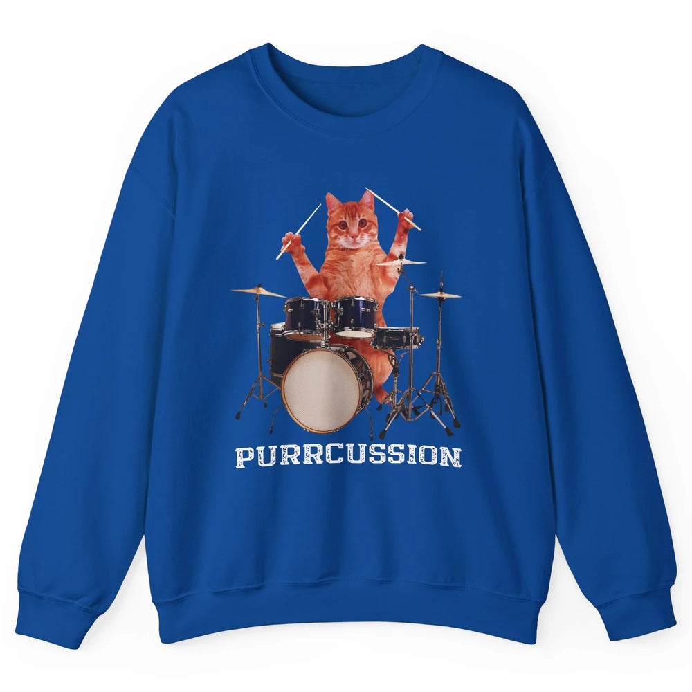 Cat Drummer Purrcussion I Destroy Silence Percussionist Drum Unisex Crewneck Sweatshirt