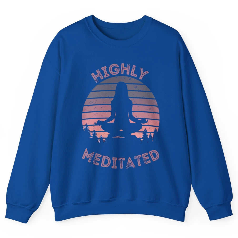 Vintage Woman Doing Yoga Highly Meditated Meditation Lovers Unisex Crewneck Sweatshirt