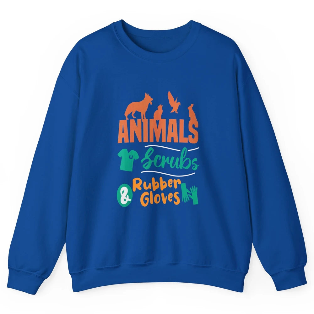 Animal Scrubs Rubber Gloves Veterinarian Vet Tech Pet Doctor Unisex Crewneck Sweatshirt