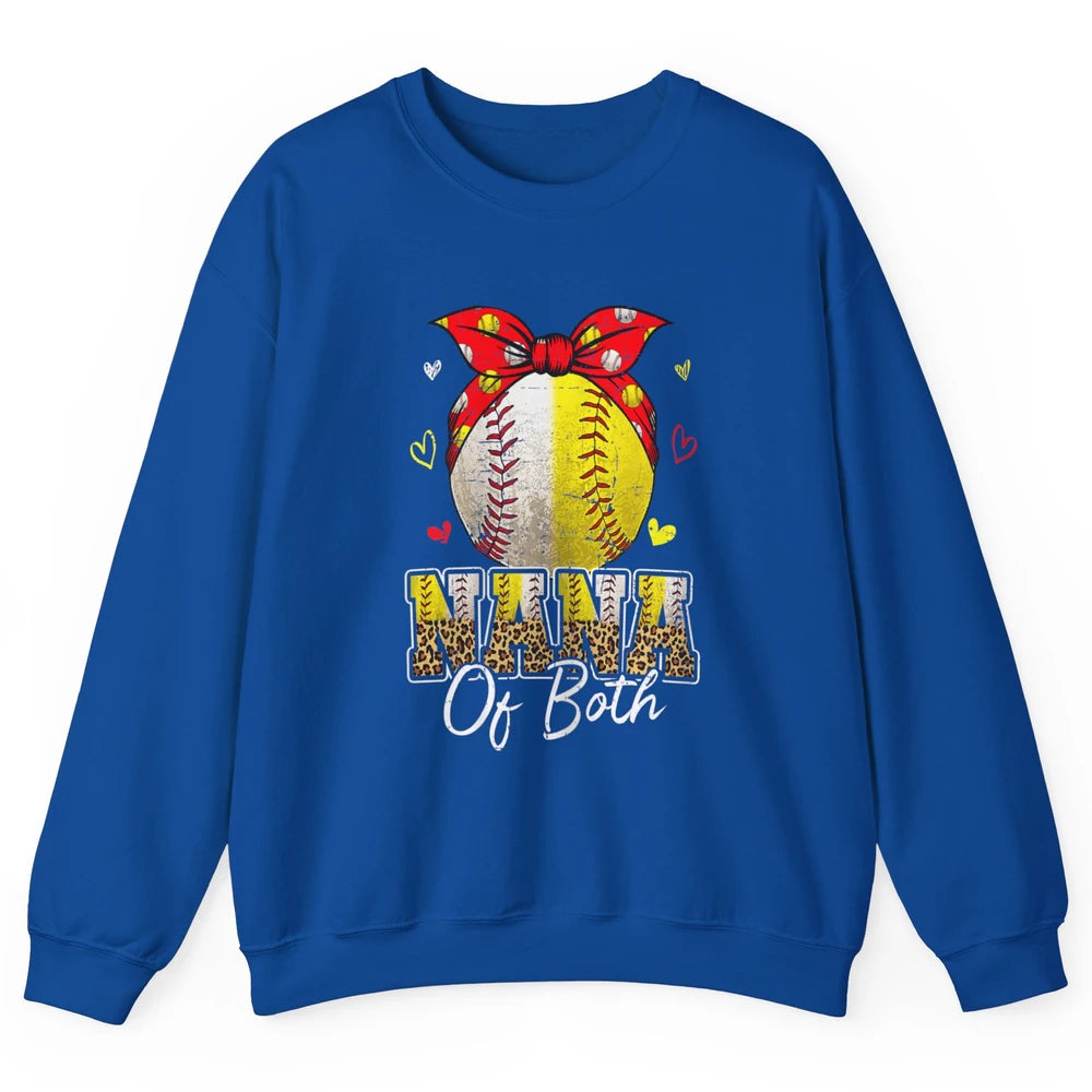 Women Baseball Softball Nana Of Both Mothers Day Sports Game Unisex Crewneck Sweatshirt