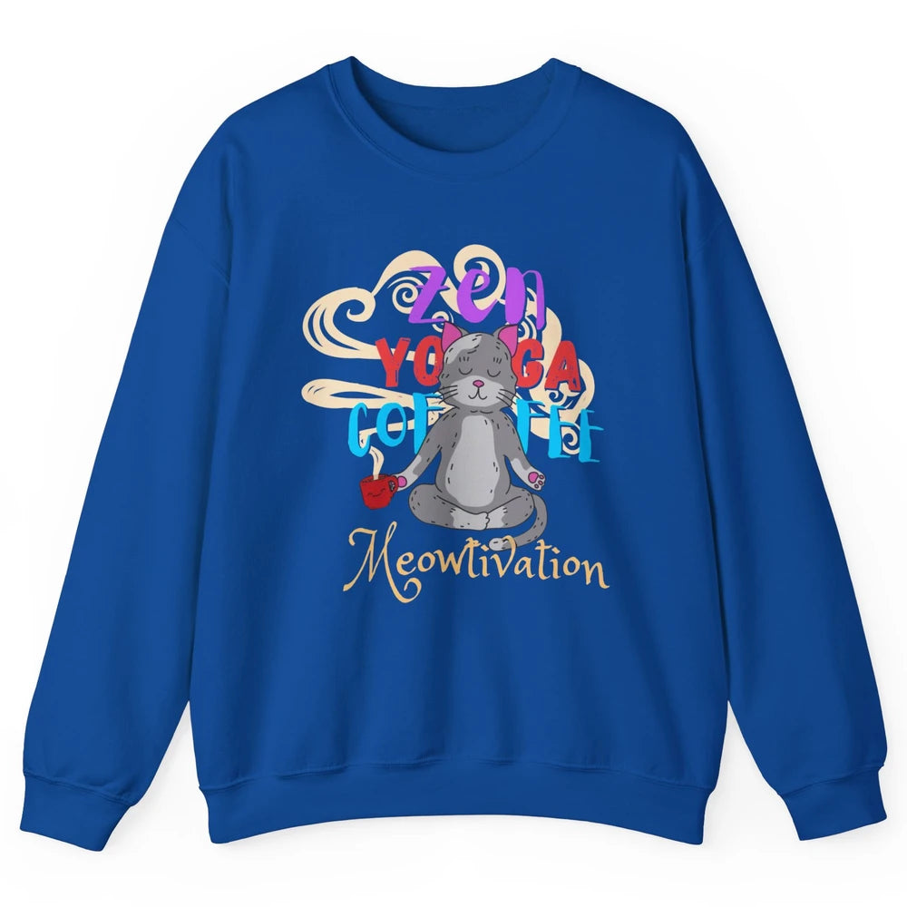 Cat Meditation Zen Yoga Coffee Cat Lovers Yoga Namaste Gift Unisex Crewneck Sweatshirt