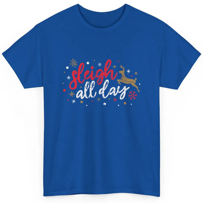 Sleigh All Day Xmas Reindeer Retro Merry Christmas Lights Classic Unisex T-Shirt