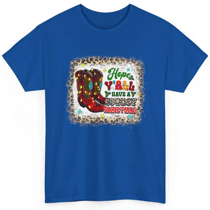 Merry Christmas Cowboy Boots Leopard Xmas Lights Western Classic Unisex T-Shirt