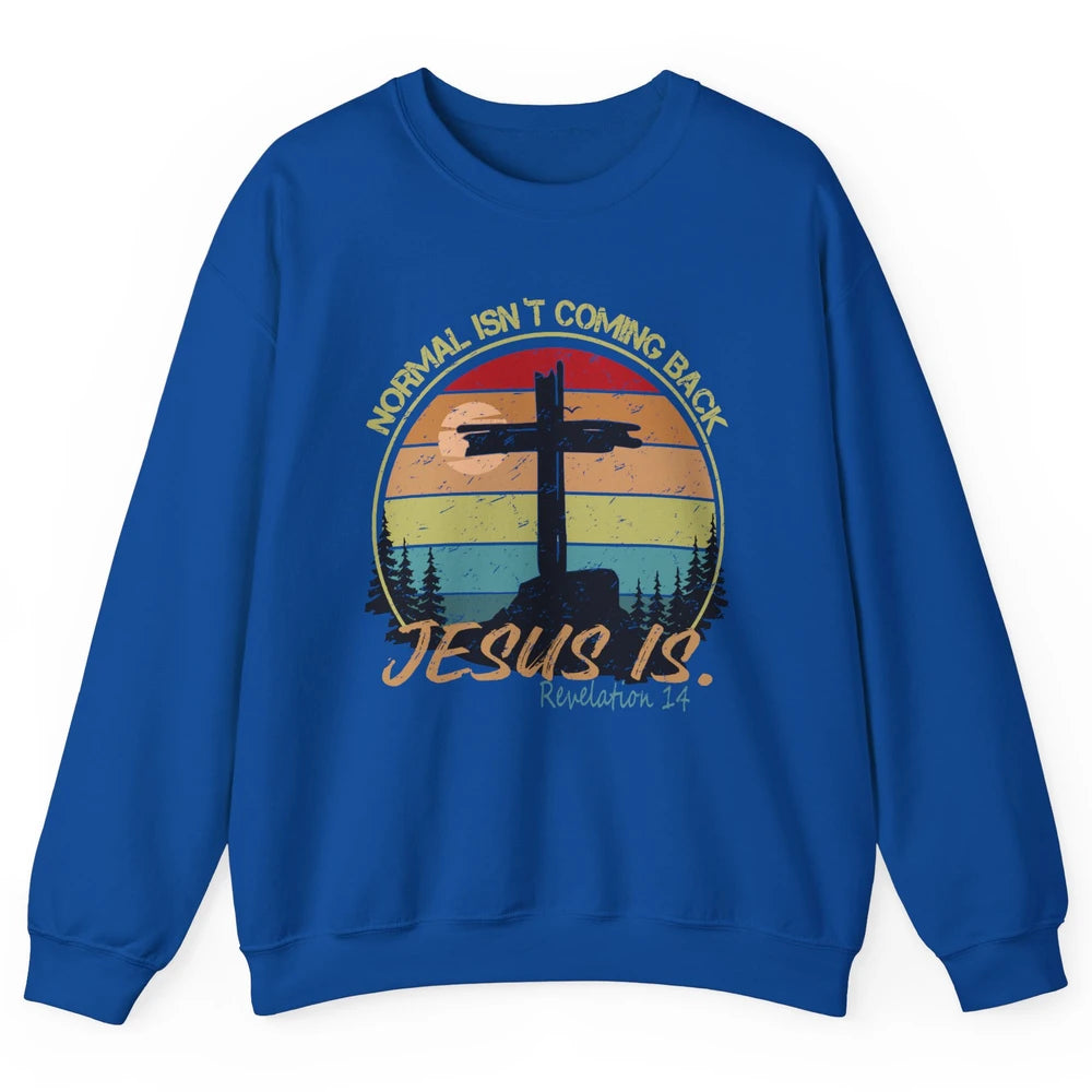 Vintage Normal Isn't Coming Back Jesus is Christian Western Unisex Crewneck Sweatshirt