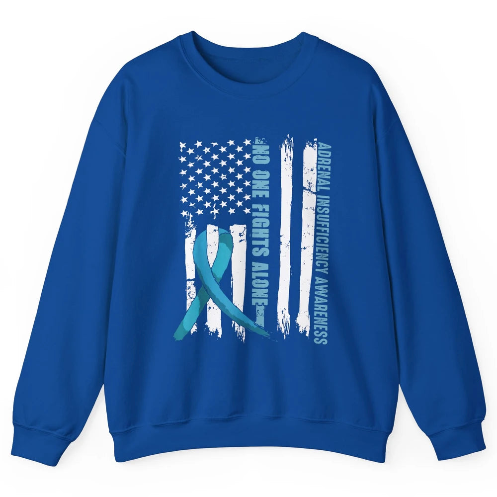 Adrenal Insufficiency Awareness No One Fight Alone US Flag Unisex Crewneck Sweatshirt