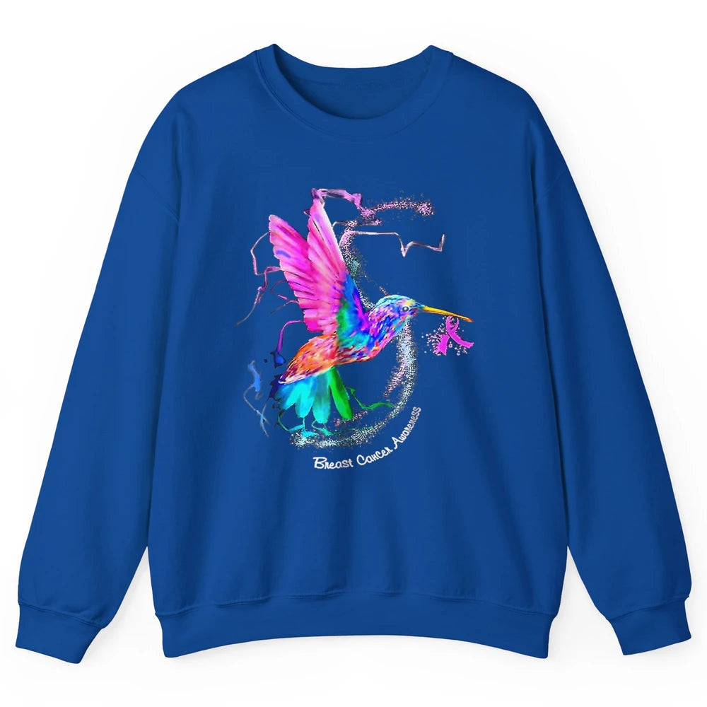 Breast Cancer Awareness Hummingbird Sunflower Pink Ribbon Unisex Crewneck Sweatshirt