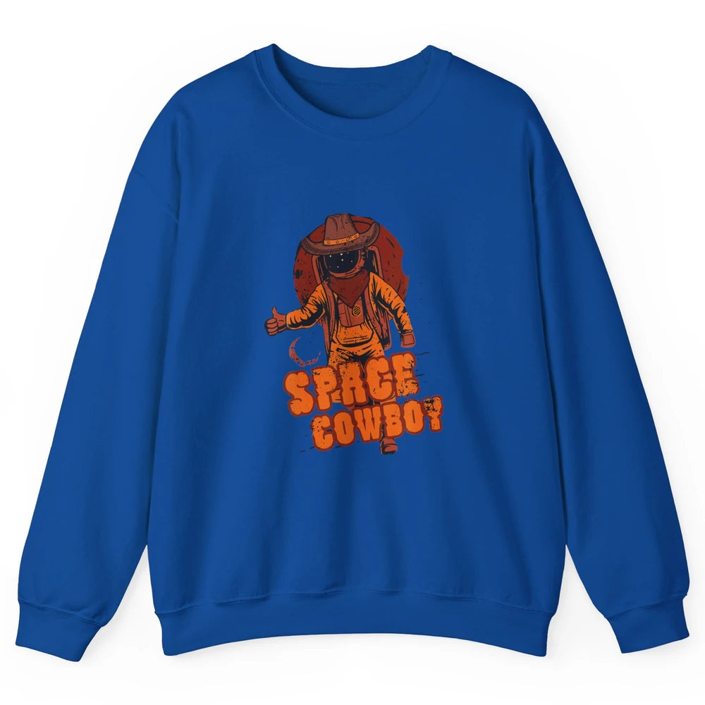 Retro Space Cowboy Cowgirl Rodeo Horse Astronaut Western Unisex Crewneck Sweatshirt