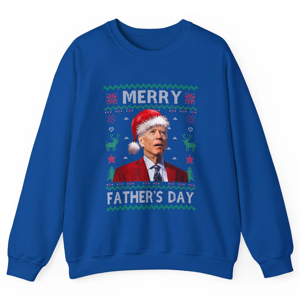 Funny Santa Hat Joe Biden Confused Ugly Christmas President Unisex Crewneck Sweatshirt