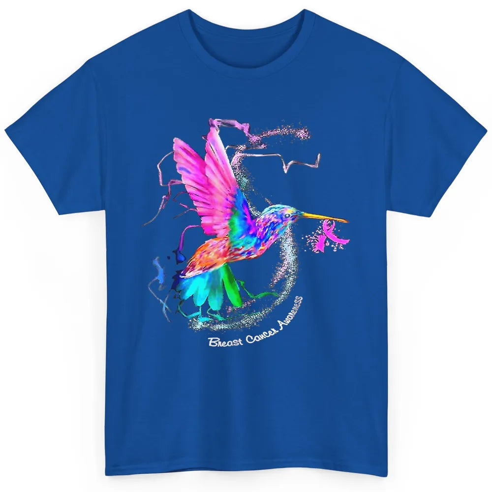 Breast Cancer Awareness Hummingbird Sunflower Pink Ribbon Classic Unisex T-Shirt