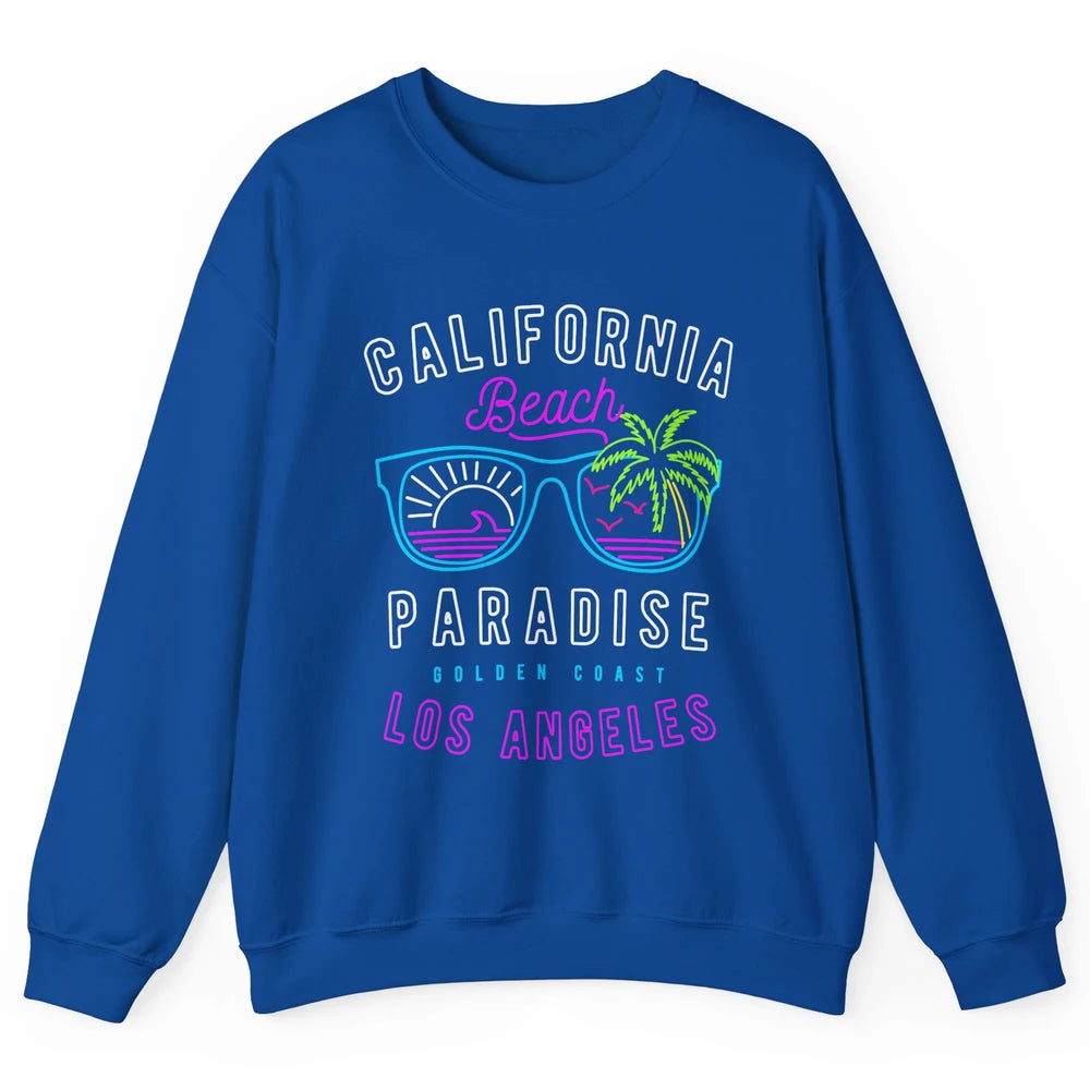 California Beach Paradise Los Angeles Golden Coast Neon 80s Unisex Crewneck Sweatshirt