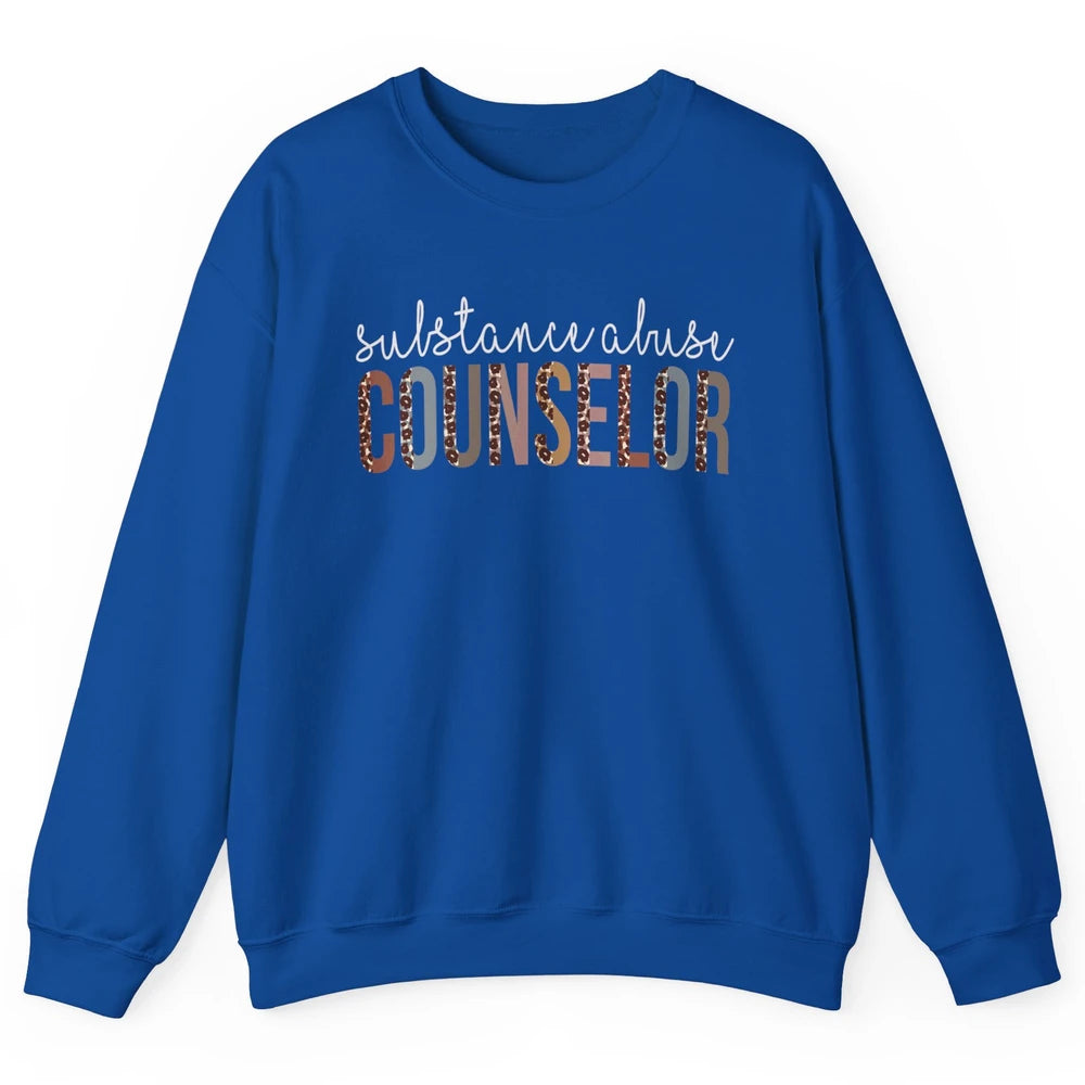 Substance Abuse Awareness Day Counselor Leopard Appreciation Unisex Crewneck Sweatshirt