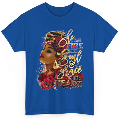 Floral Black Woman She Has Fire In Her Soul Afro Religious Classic Unisex T-Shirt