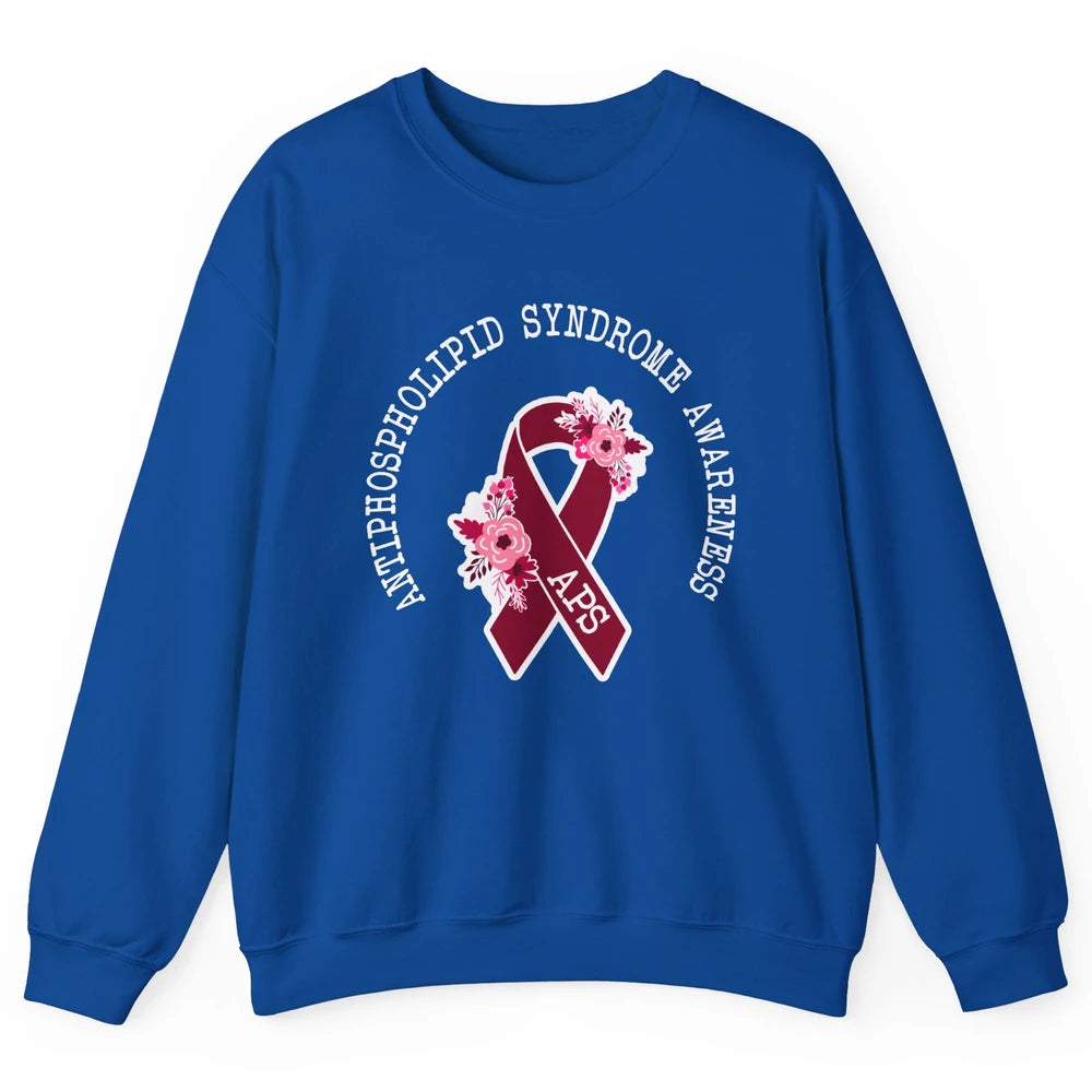 Antiphospholipid Syndrome Awareness APS Burgundy Ribbon Unisex Crewneck Sweatshirt