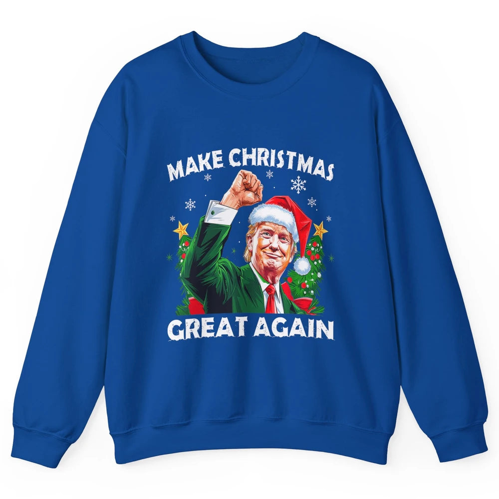 Make Christmas Great Again Funny Santa Trump Political Donald Trump Republican President Xmas Unisex Crewneck Sweatshirt