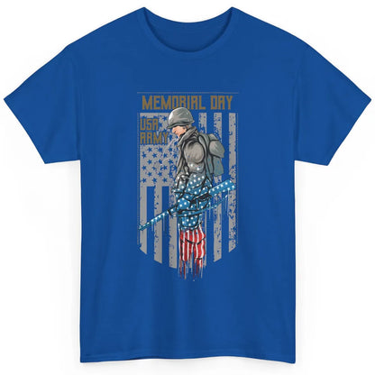 US Army Veteran With Gun American Flag US Pride Memorial Day Classic Unisex T-Shirt