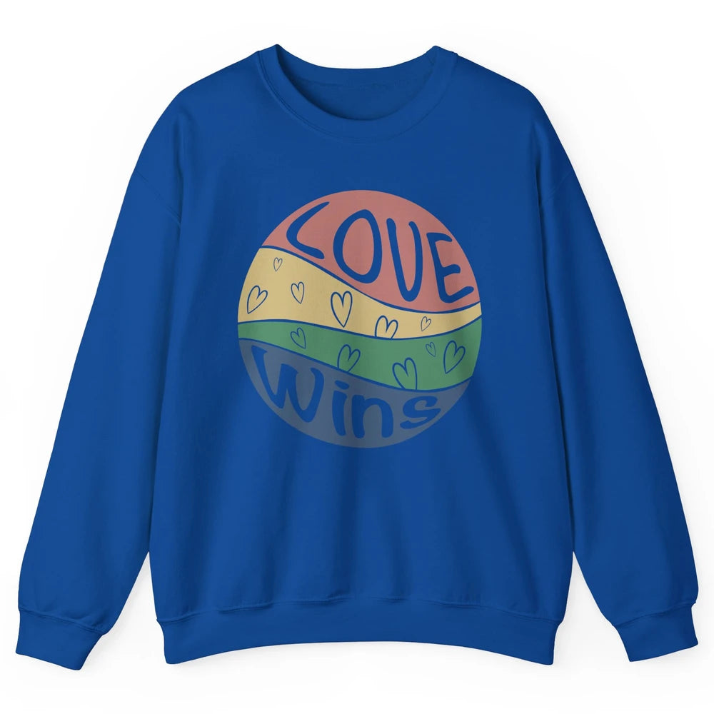 Vintage Love Wins LGBT Gay Pride Month Love Is Love Unisex Crewneck Sweatshirt