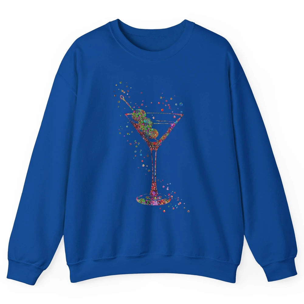 Watercolor Glass Of Martini Cocktails Wine Shot Alcoholic Unisex Crewneck Sweatshirt