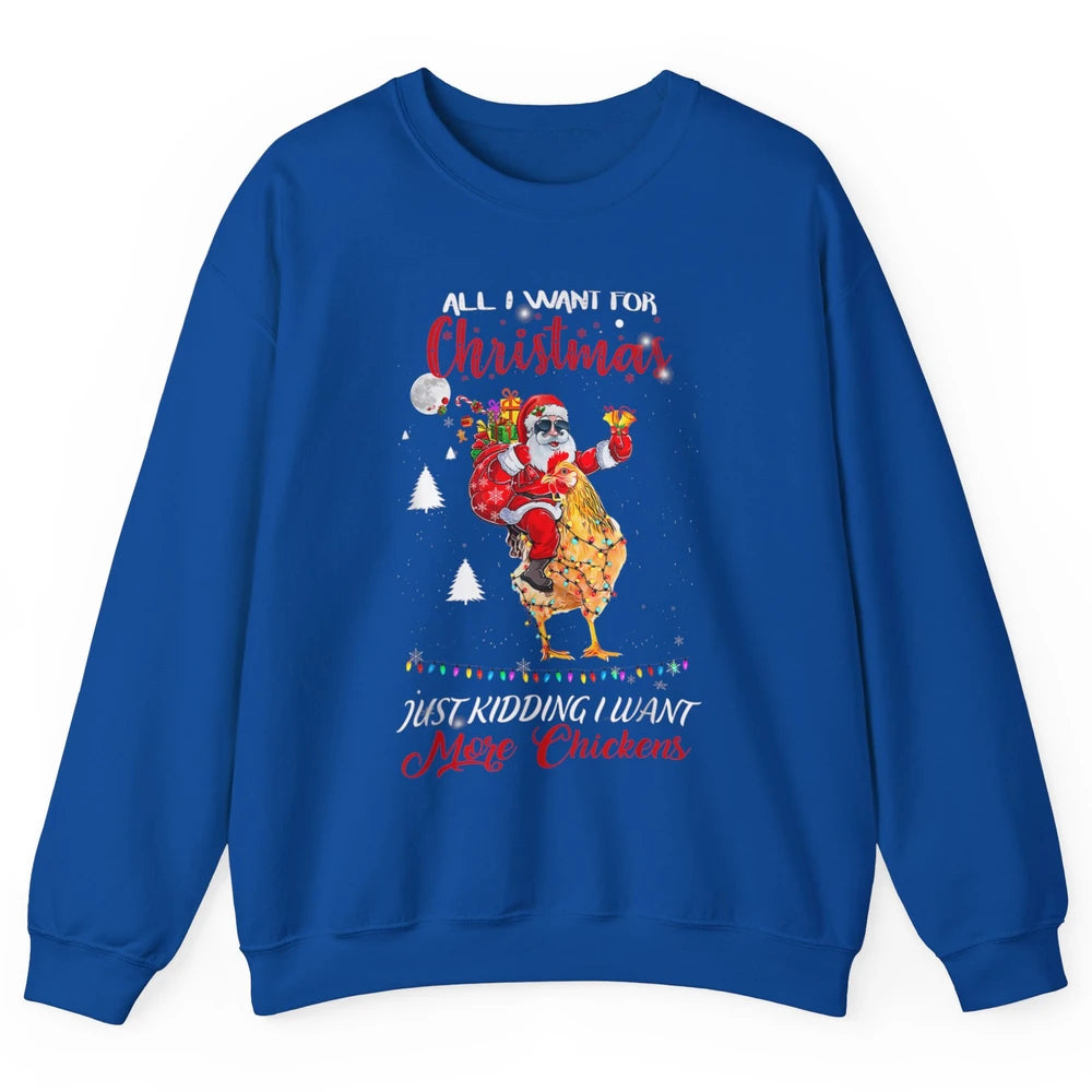 Merry Christmas Funny Santa Claus Riding Chicken Xmas Vibes Unisex Crewneck Sweatshirt